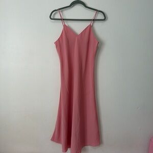 Mauve-Pink Slip Midi Dress with Delicate Straps